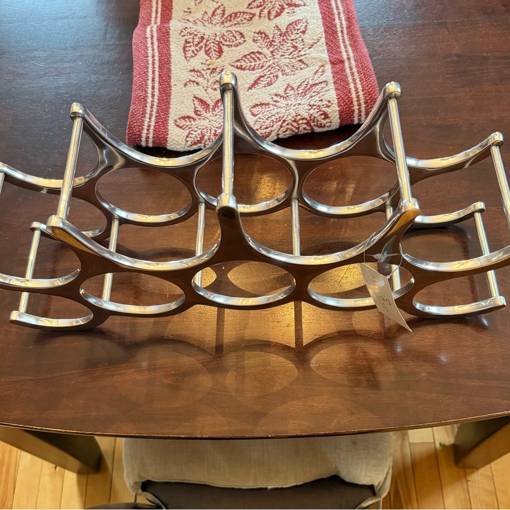 Pottery Barn Silver Wine Holder NWT